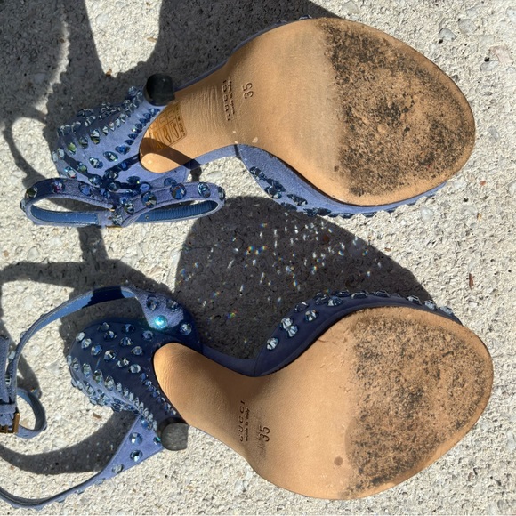 Gucci Swarovski Rhinestone Crystal Stiletto Heels Sandals Sz IT 35 - Picture 9 of 11